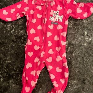 Carter's Pink Heart Footed One Piece